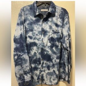 Men’s large Tommy Bahama button front corduroy tie die shirt